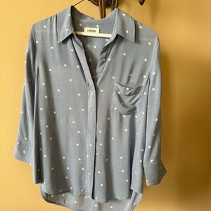 L'AGENCE Blue Star Print Button Down Shirt